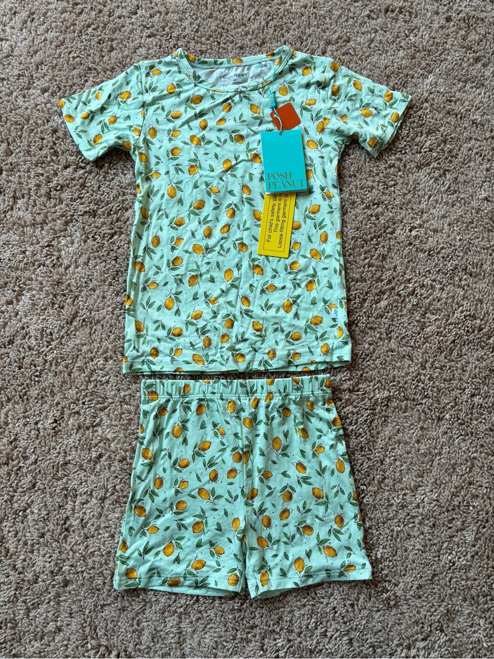 Posh Peanut Pajama Set with Yellow Lemon Print: 4T